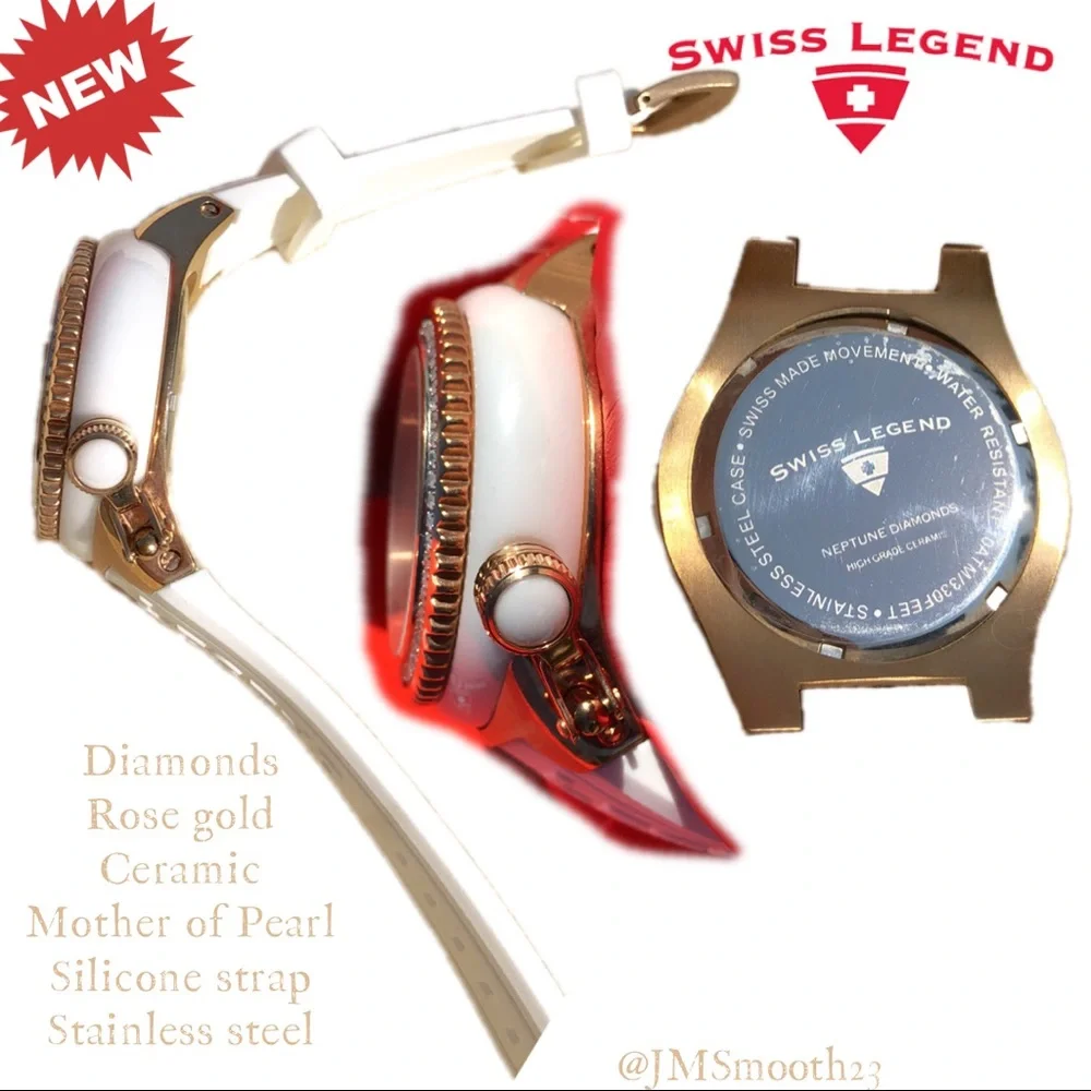 💎🆕Vintage Swiss Legend w/ 💎 60 Diamonds Mother of Pearl & Rosegold watch